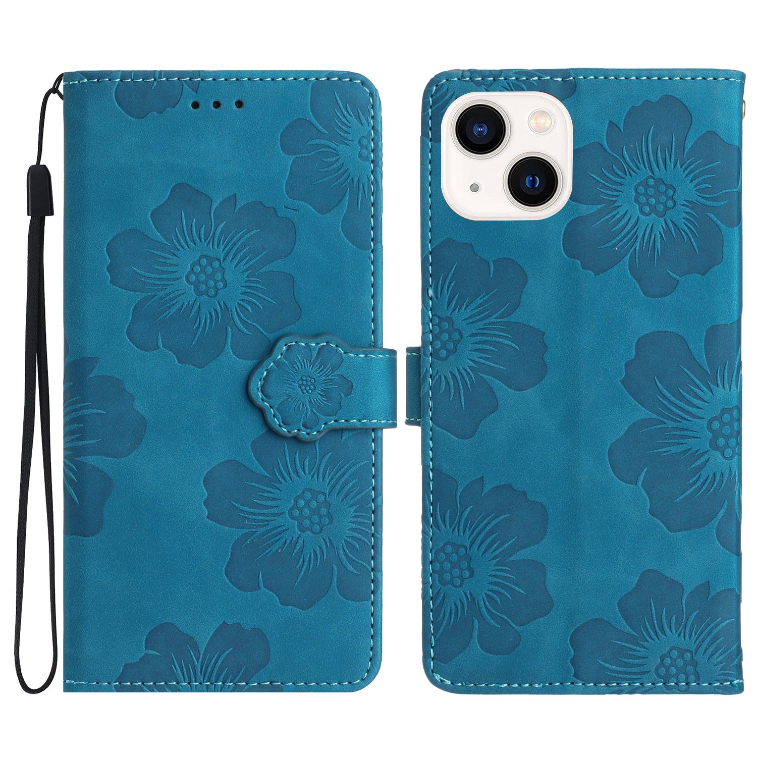 For iPhone 14 Plus PU Leather Phone Shell Wallet Cover Imprinted Flower Pattern Flip Stand Case For iPhone 14 Plus PU Leather Phone Shell Wallet Cover Imprinted Flower Pattern Flip Stand Case